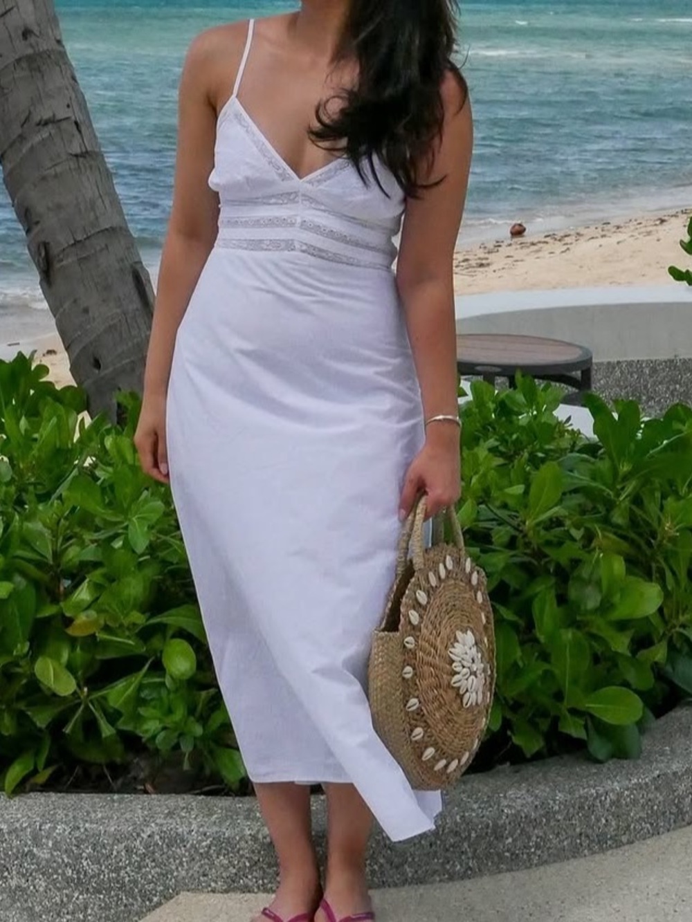 Zara White Spaghetti-Strap Midi Dress